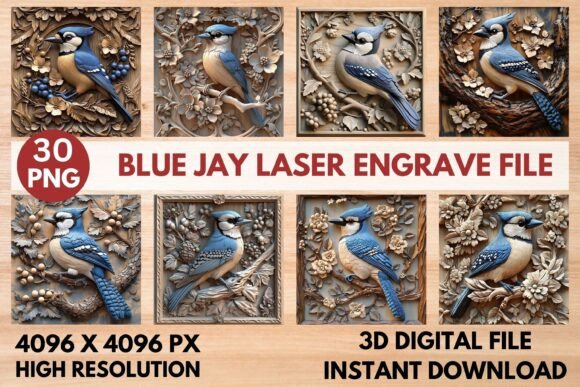 Blue Jay Laser Engrave File: High-Quality PNG for Stunning Projects