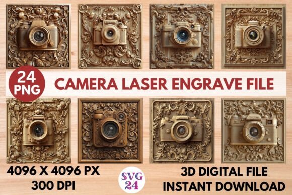 Camera Laser Engrave File: Stunning 3D Ready-to-Print Designs