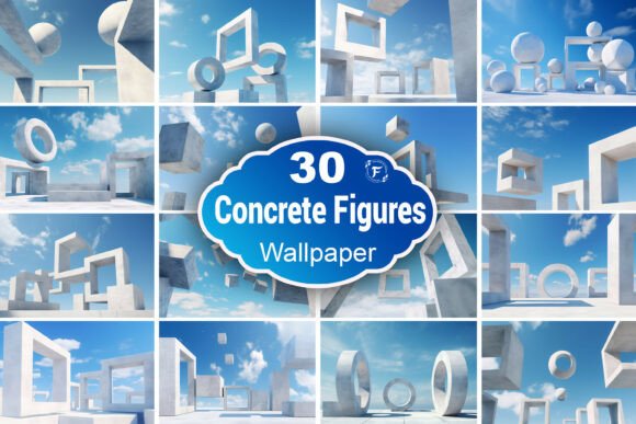 Concrete Geometric Figures Wallpaper: Modern Abstract Art