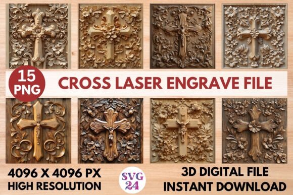 Cross Laser Engrave File: Stunning 3D Ready-to-Print Designs