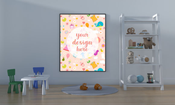 Design Mockup: Kids Bedroom or Nursery with an Empty Frame