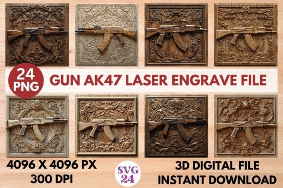 Gun AK47 Laser Engrave File: Premium Design Asset