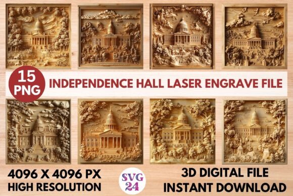 Independence Hall Laser Engrave File: A 3D Design Asset