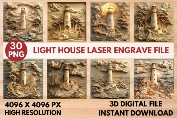 Light House Laser Engrave File: Premium PNG Design