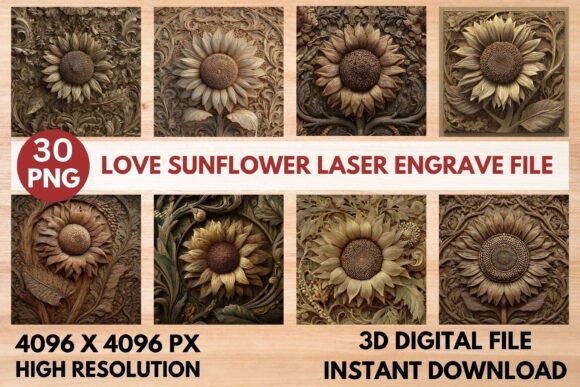Love Sunflower Laser Engrave File
