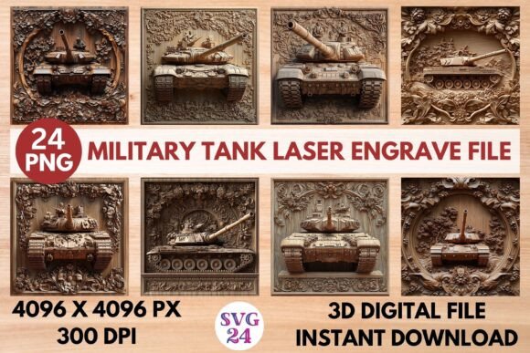 Military Tank Laser Engrave File: 3D Ready-to-Print Designs