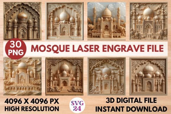 Mosque Laser Engrave File: Create Stunning 3D Art