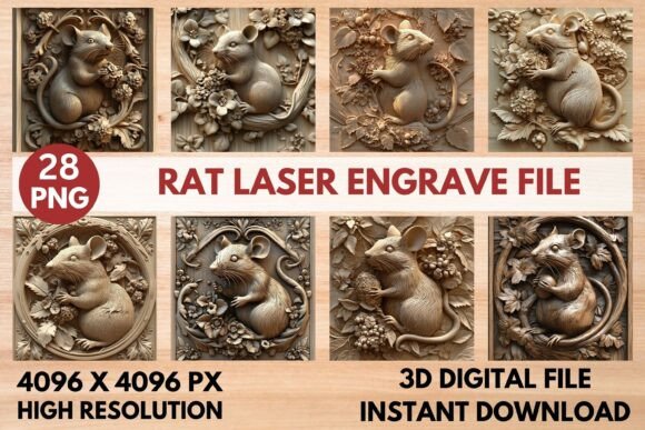 Rat Laser Engrave File: Premium 3D Design for Crafts