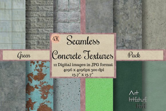 Seamless Green Concrete Textures: 4K Design Assets
