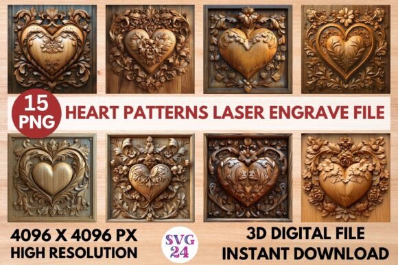 Stunning Heart Patterns for Laser Engraving Projects