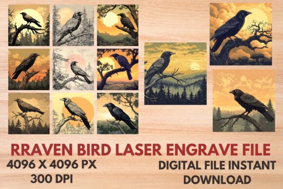 Stunning Raven Bird Laser Engrave File for Creative Projects