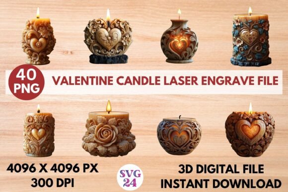 Valentine Candle Laser Engrave File: 3D Engrave Designs