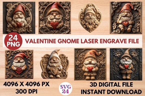 Valentine Gnome Laser Engrave File: Creative Design Asset