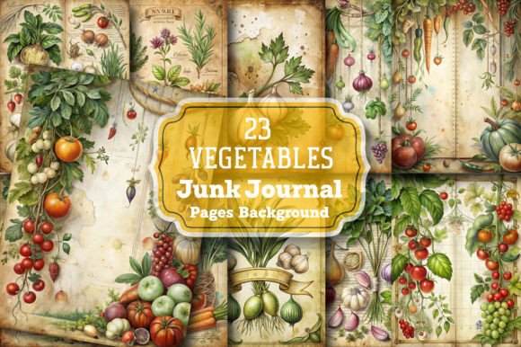 Vegetables Junk Journal Pages: Artistic Prints for Every Project