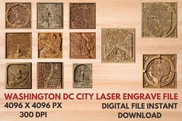 Washington DC City Laser Engrave File: Stunning 3D Designs