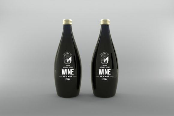 Wine Two Bottle Mockup: Realistic 3D Renders for Branding